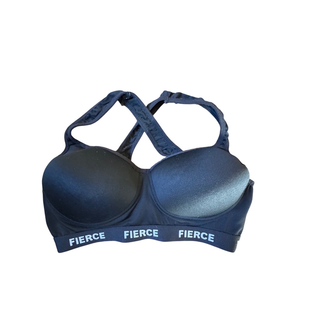 FIERCE Black Sports Bra Criss Cross Straps Padded Support‎ XL